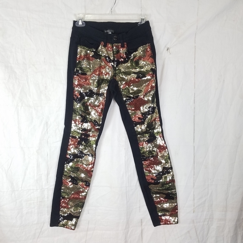 Venus sequined distressed Lowrise skinny jeans